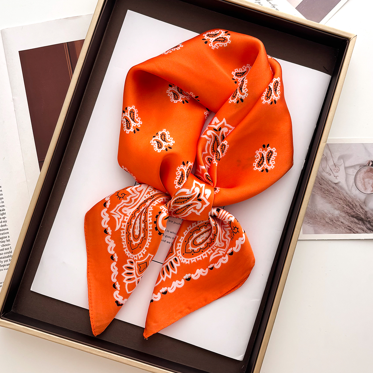 Scarf Silk Square - New 70cm Square Paisley Print Square