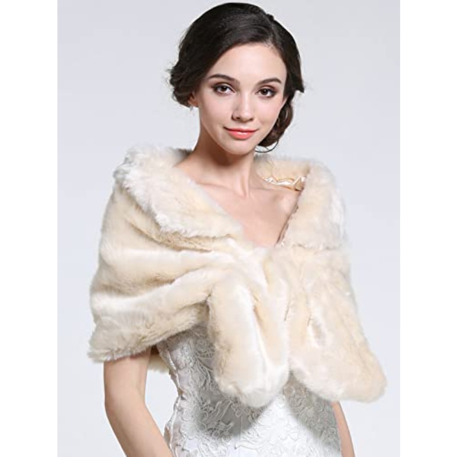 Aukmla Women's Wedding Fur Wra - Stole Wedding Shawl 리뷰 및 가격