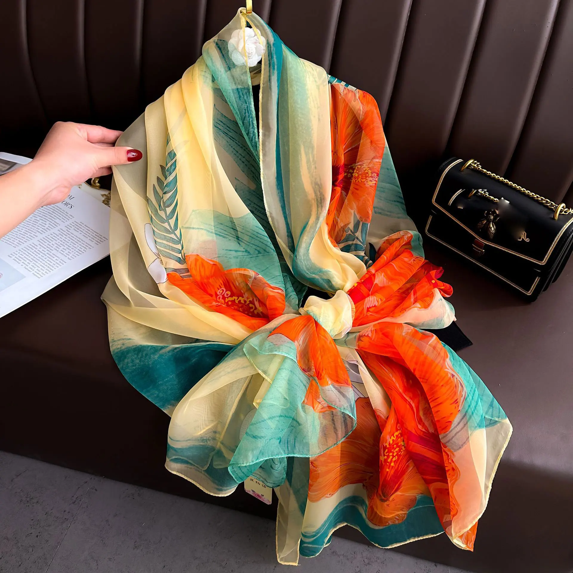 Silk Scarf Fashion Design Neck - Pashmina Wrap Large 리뷰 및 가격