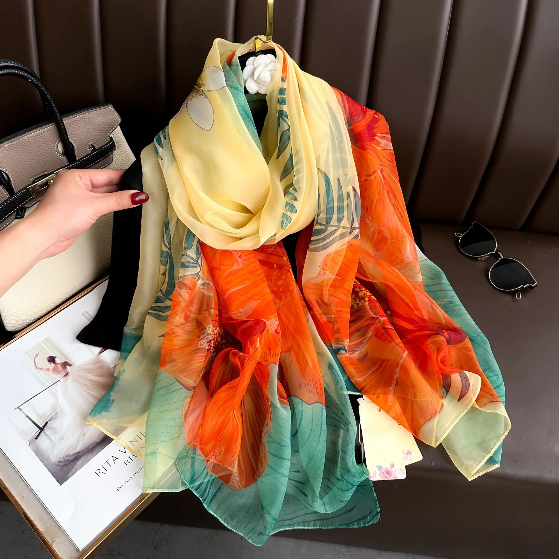 Silk Scarf Fashion Design Neck - Pashmina Wrap Large 리뷰 및 가격