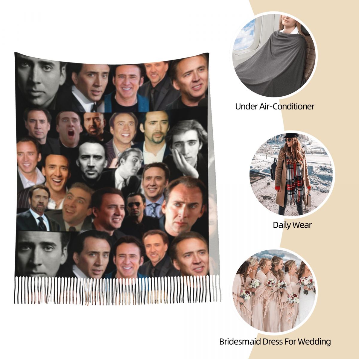 Nicolas Cage Colllage Shawl Wr - Pashmina Wrap Large 리뷰 및 가격