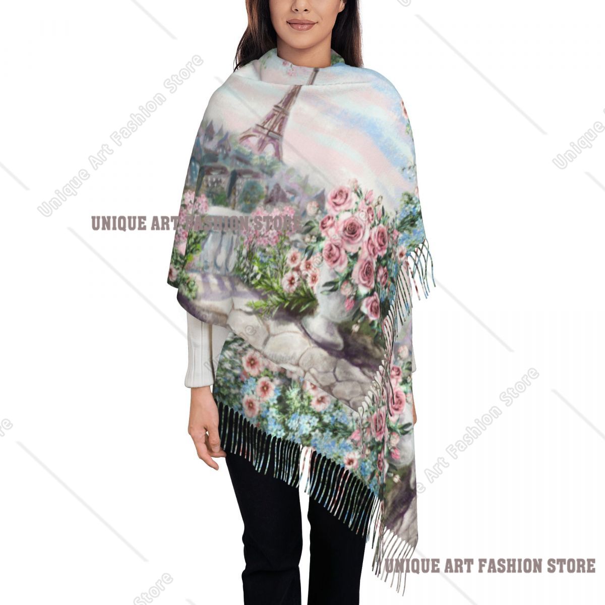 Oil Painting France Paris Eiff - Pashmina Wrap Large 리뷰 및 가격
