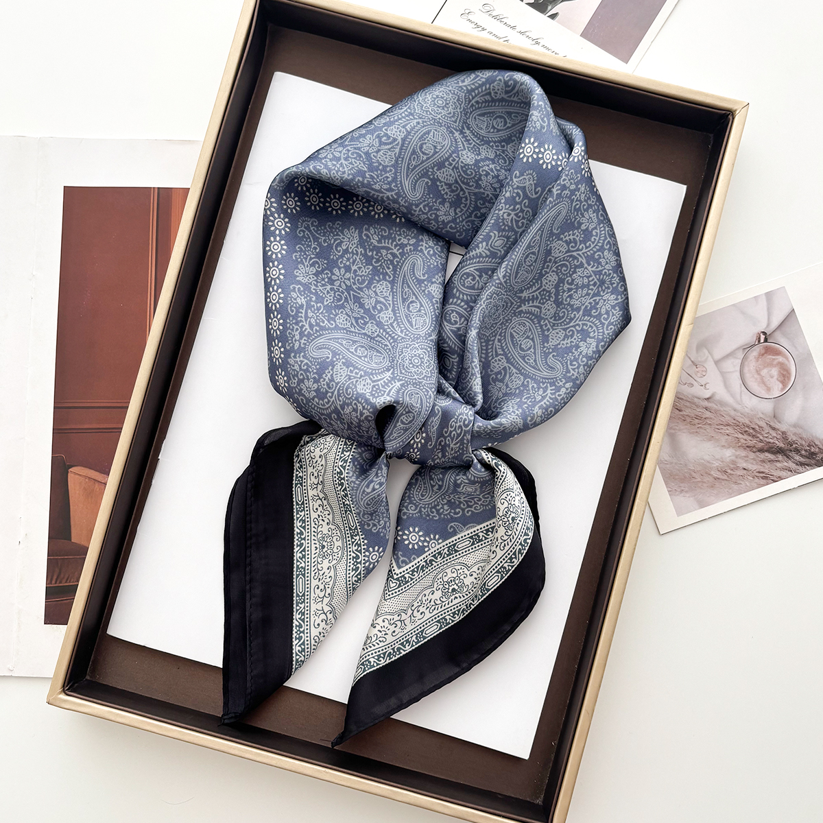 New 70cm Square Paisley Print  - Scarf Silk Square 리뷰 및 가격