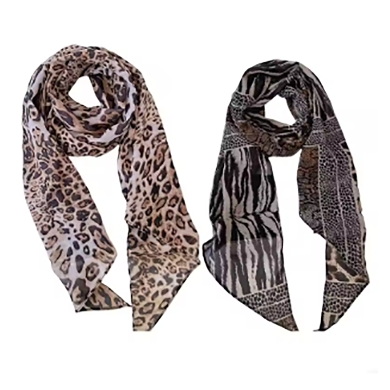 Leopard Small Long Silk Scarf  - Ascot Neck Scarf 리뷰 및 가격