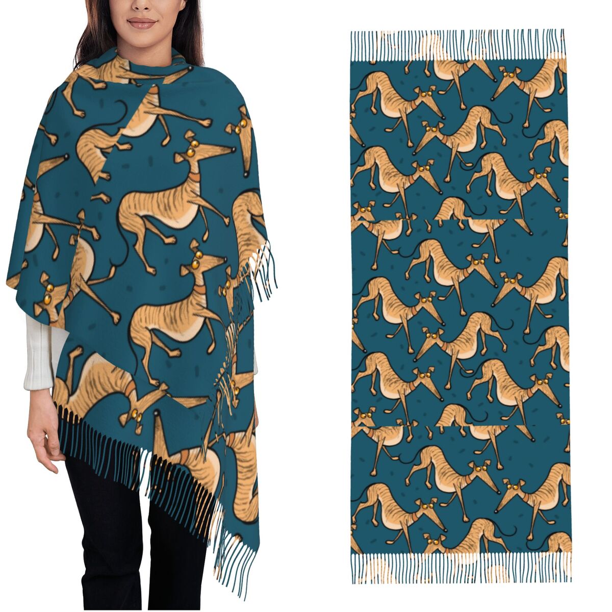 Greyhound Whippet Lurcher Dog  - Pashmina Wrap Large 리뷰 및 가격