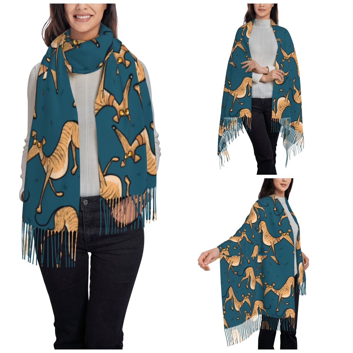 Greyhound Whippet Lurcher Dog  - Pashmina Wrap Large 리뷰 및 가격