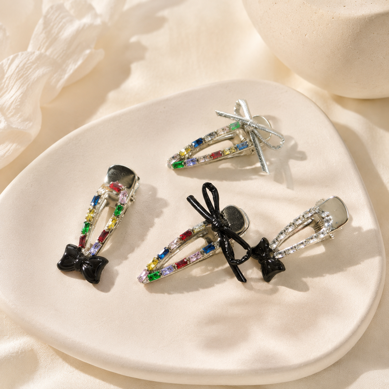 Y2K Bow Hair Clip Silver Alloy - Tie Clip Silver 리뷰 및 가격