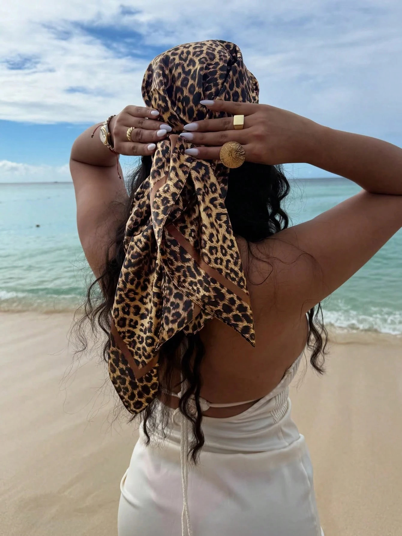 90cm Leopard Print Neckerchief - Head Wrap Turban 리뷰 및 가격
