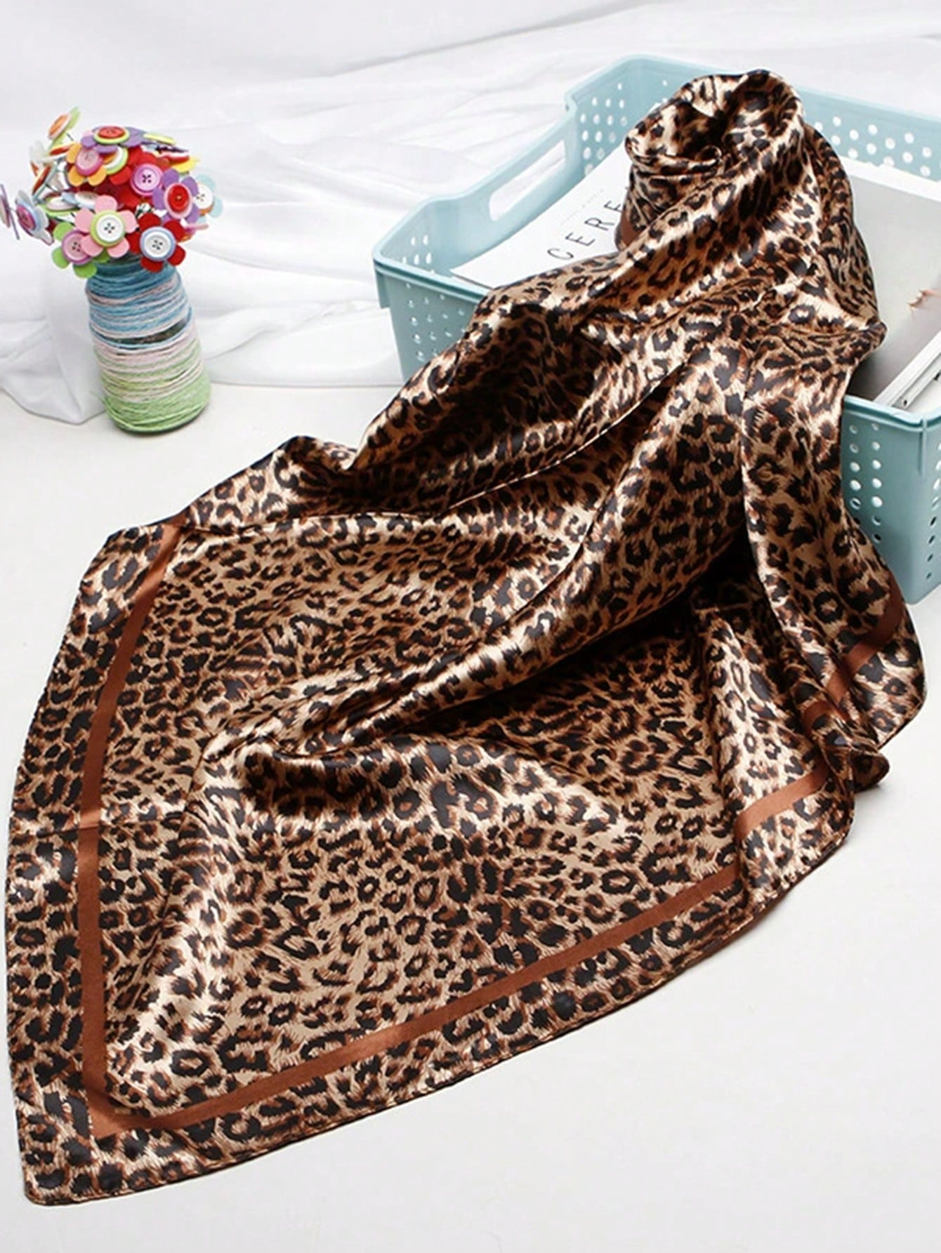90cm Leopard Print Neckerchief - Head Wrap Turban 리뷰 및 가격