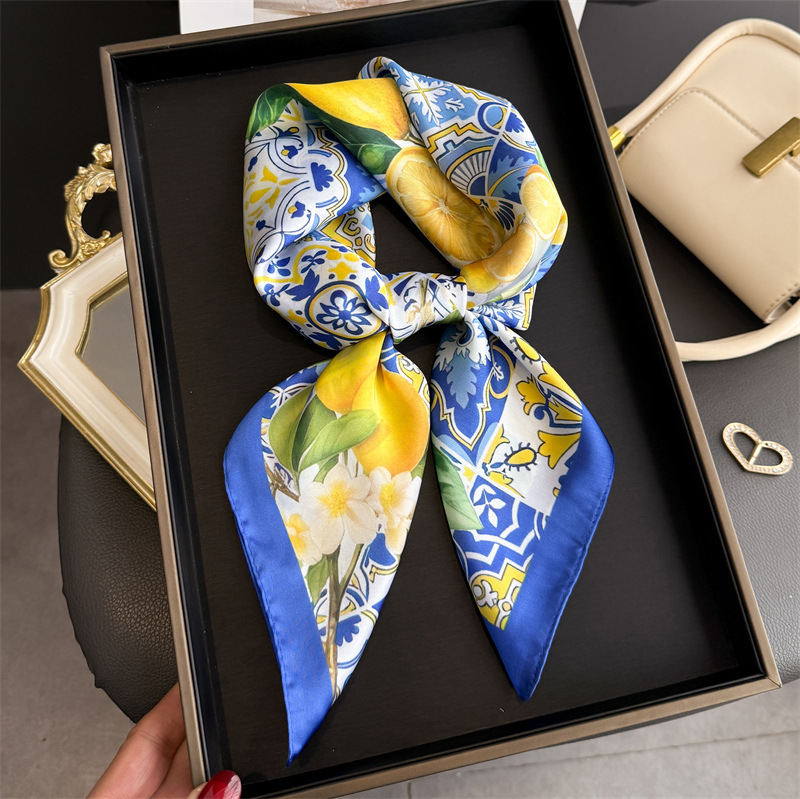 2026 New Fruit Print Silk Squa - Ascot Neck Scarf 리뷰 및 가격