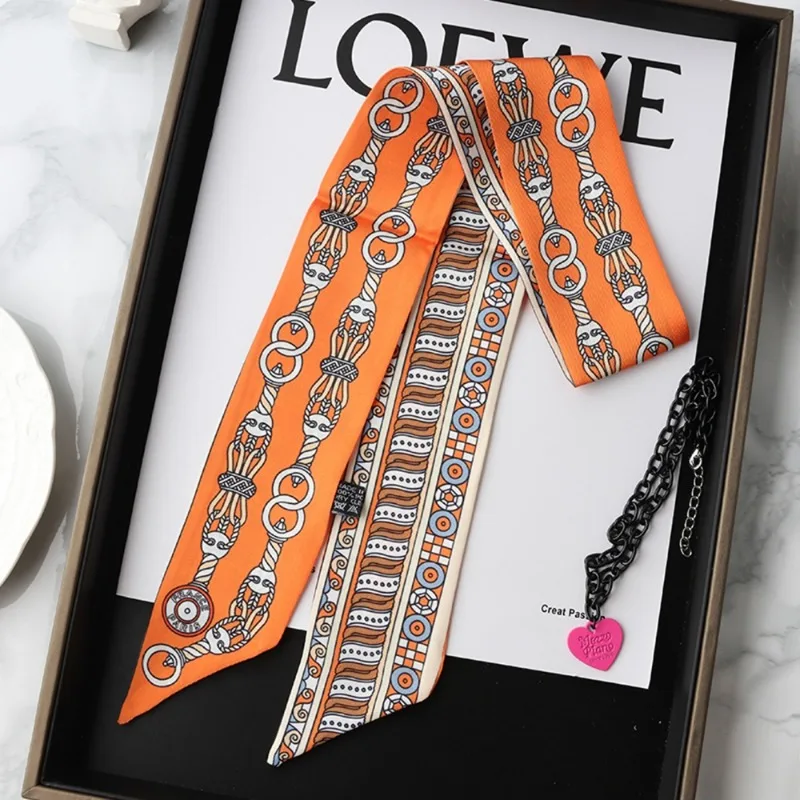Fashion Skinny Silk Scarf for  - Ascot Neck Scarf 리뷰 및 가격