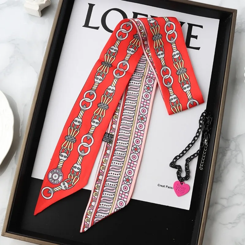 Fashion Skinny Silk Scarf for  - Ascot Neck Scarf 리뷰 및 가격