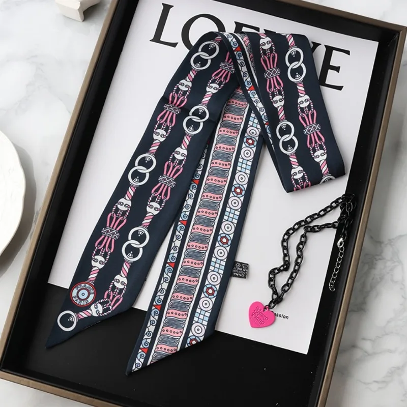 Fashion Skinny Silk Scarf for  - Ascot Neck Scarf 리뷰 및 가격