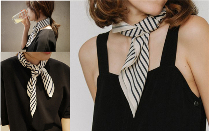 Fringe Frame Square Scarves Ba - Silk Tie Striped 리뷰 및 가격