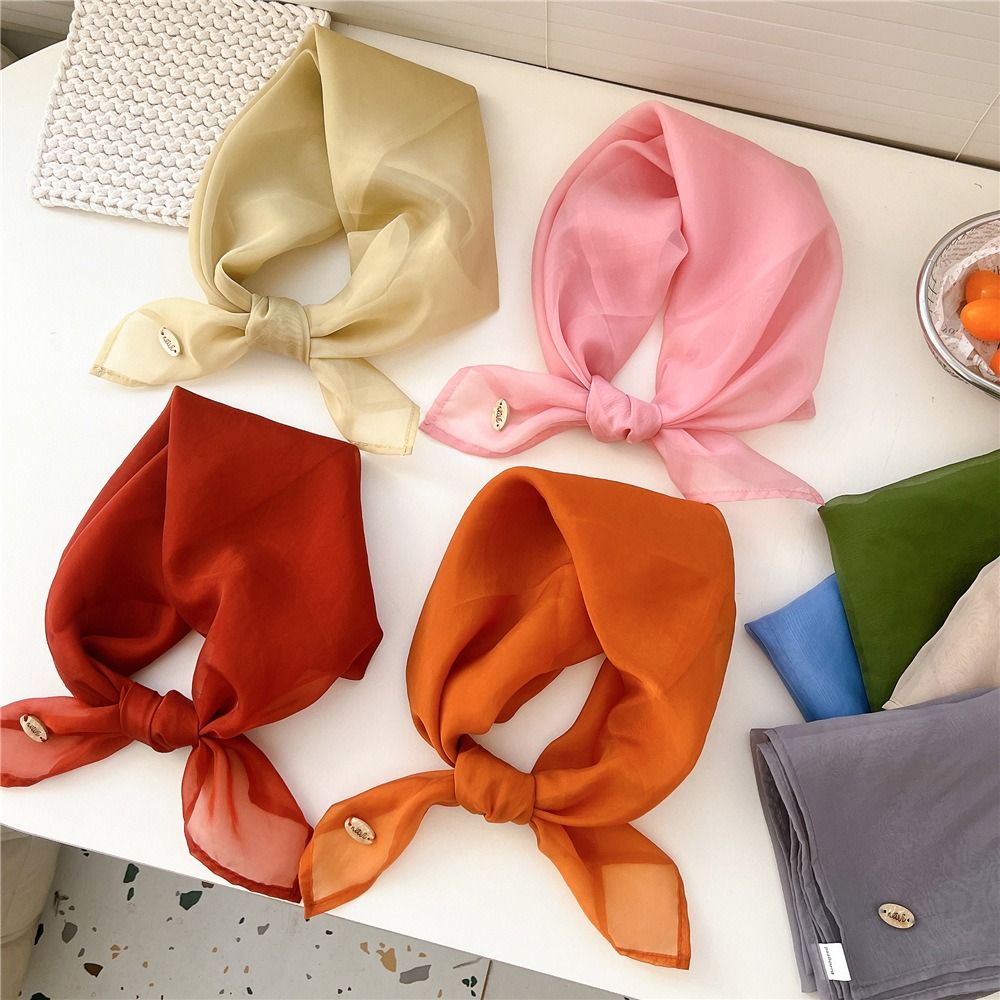 Retro Solid Color Small Square - Scarf Silk Square 리뷰 및 가격