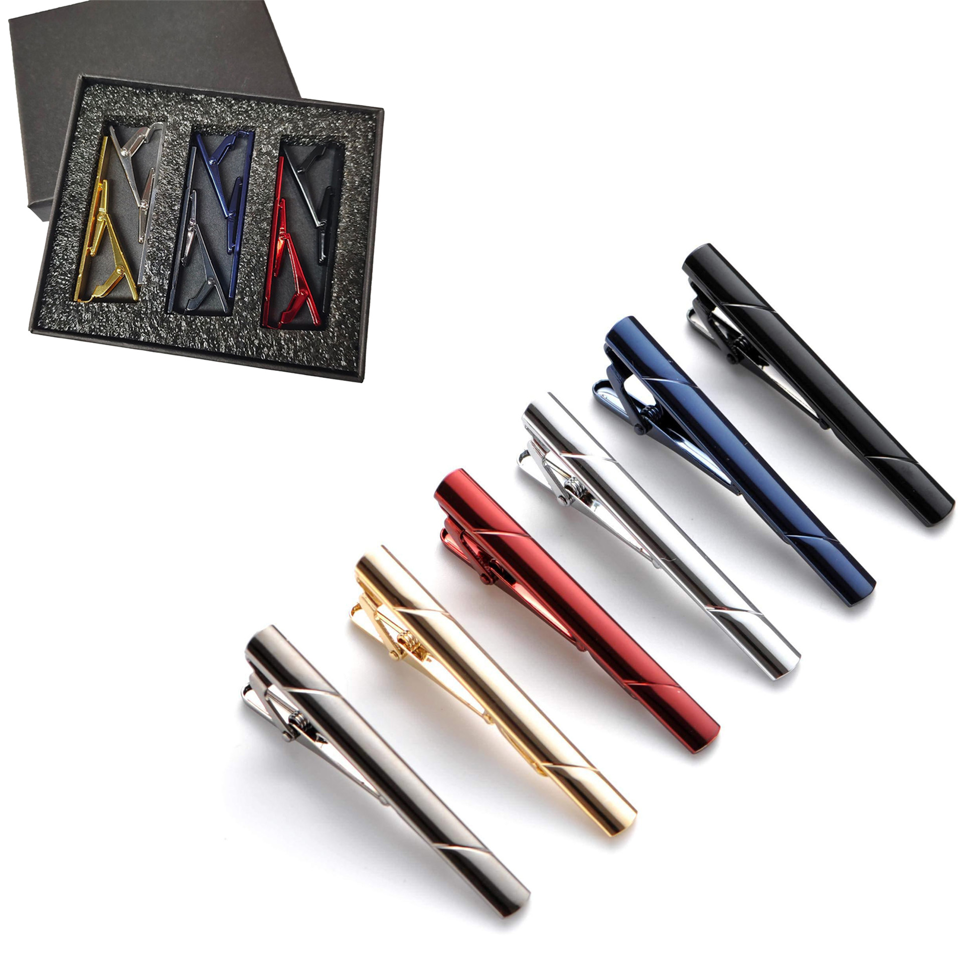 Metal Necktie Tie Clips 1/4/6  - Tie Bar Set Gift 리뷰 및 가격