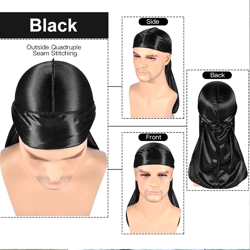 1-4Pcs New silk Durag Bandana  - Bandana Doo Rag 리뷰 및 가격