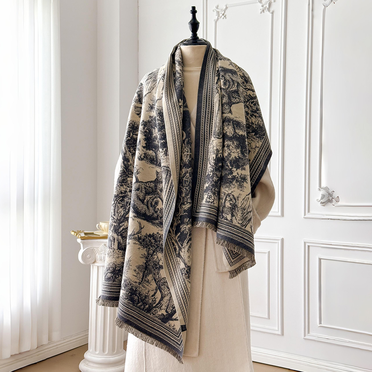 Elegant Animal Jacquard Pashmi - Woven Scarf Blanket 리뷰 및 가격