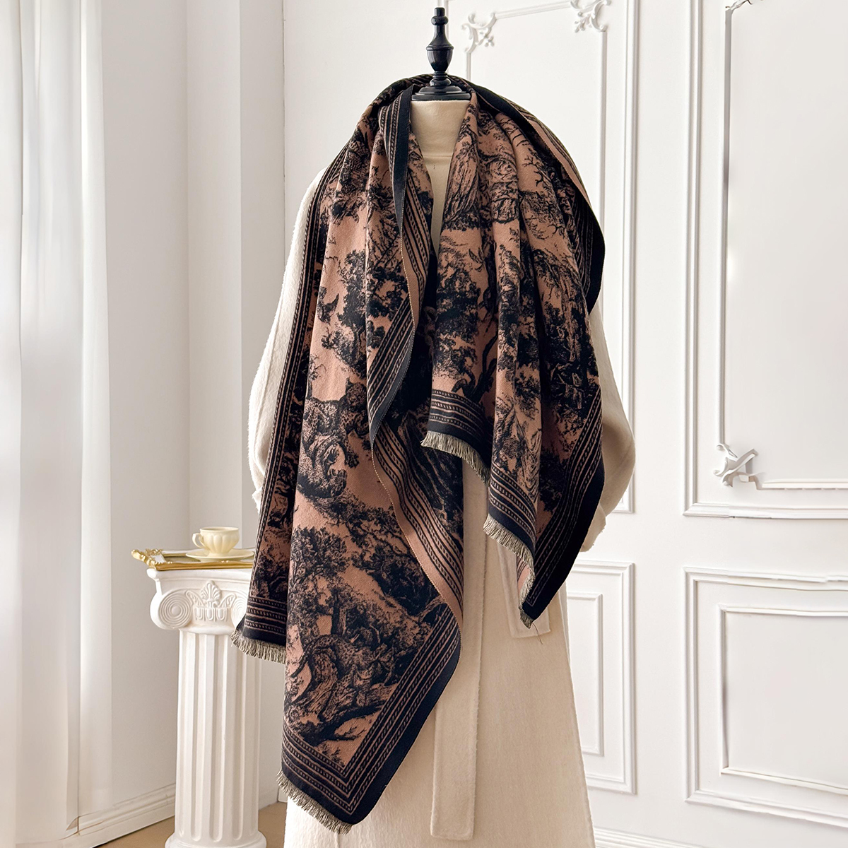 Elegant Animal Jacquard Pashmi - Woven Scarf Blanket 리뷰 및 가격