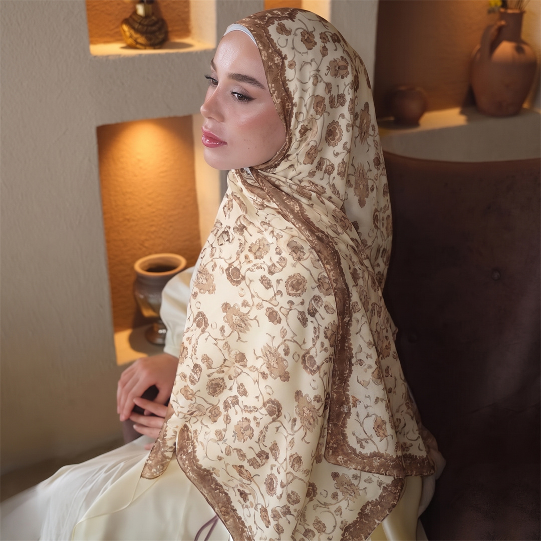 Vintage Floral Print Hijab Sof - Head Wrap Turban 리뷰 및 가격