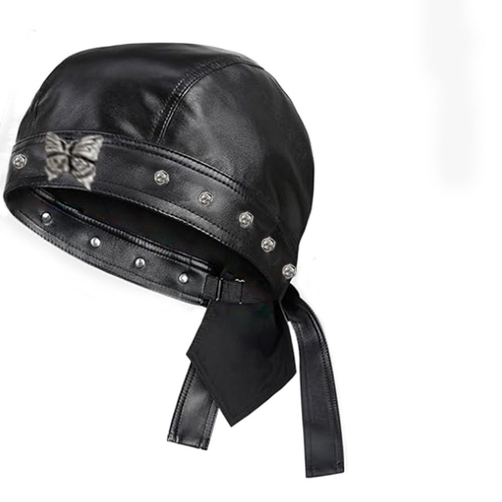 New PU Leather Black Biker Cap - Bandana Doo Rag 리뷰 및 가격