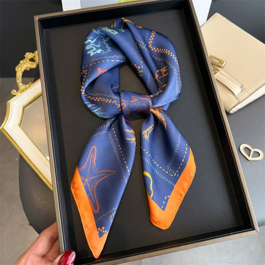 Blue Print Silk Square Scarf W - Bandana Cotton 리뷰 및 가격