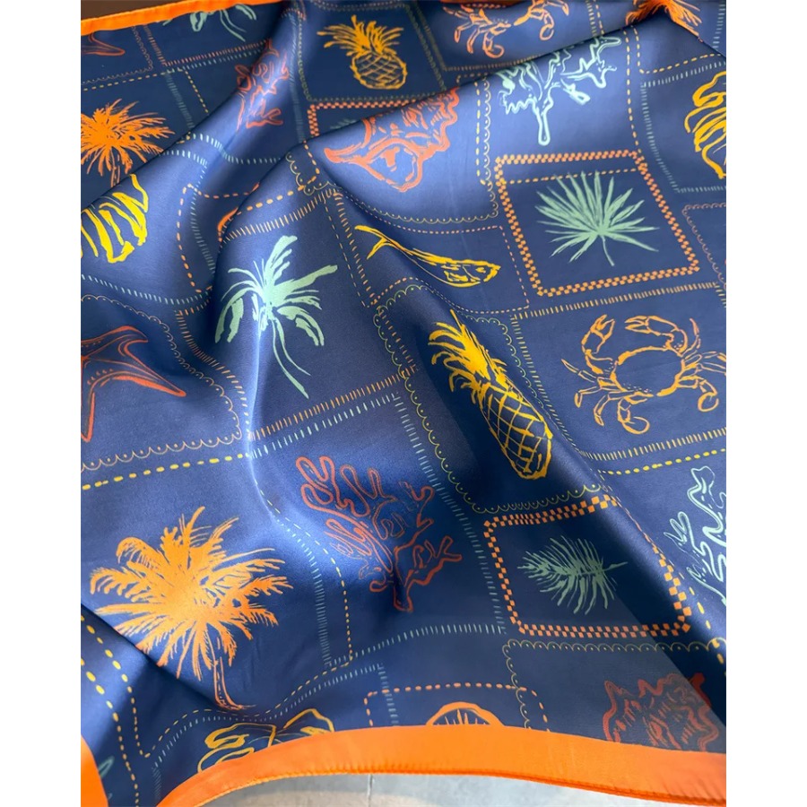 Blue Print Silk Square Scarf W - Bandana Cotton 리뷰 및 가격